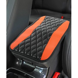 iolory Arm Rest Cover for Car,Interior Accessories,Car Center Console Cushion Pad,Universal Waterproof Armrest Seat Box Cover,Armrest Seat Box Cover,Suitable for Most Vehicle,Cars (Orange)