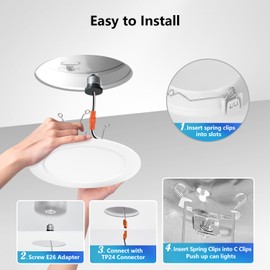 LVWIT 12 Pack 5/6 Inch 5CCT LED Recessed Lights, Can Lights Color Selectable, 10W=120W,Dimmable Downlight with E26 Conversion Kit, Retro Fit Ceiling Light Fixtures