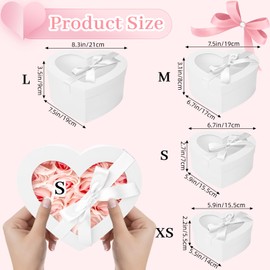 Taefuhnn 4Pcs Nesting Heart Shaped Gift Box with Clear Window Lids & Ribbons for Gifts Flower, Assorted Size Heart Gift Box Bulk for Mother's Day Valentine's Day Wedding Birthday Bridesmaid Proposal