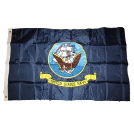 AES 3x5 Embroidered U.S. Navy Ship Emblem Crest Double Sided 2ply Nylon Flag 3'x5'