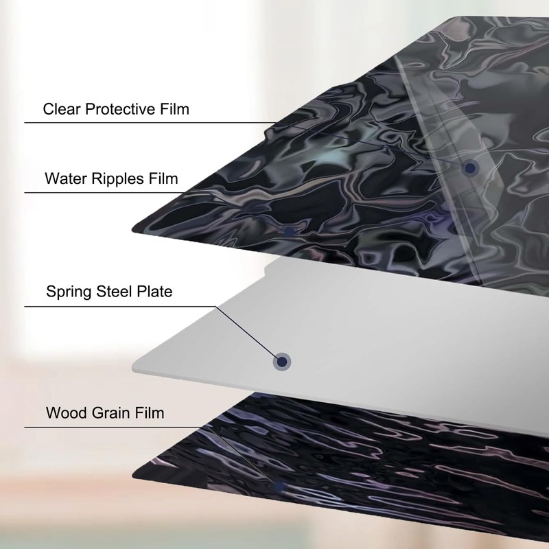 3D Printer Build Plate for Bambu lab (Smooth Film(Water Ripples+Wood