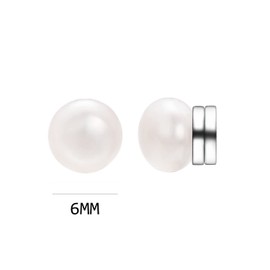 Airokiy Magnetic Clip On Earrings 6mm Pearl Clip Earrings for Bride Silver Magnet Stud Earrings for Non Pierced Ears