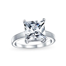 Bling Jewelry Sterling Silver CZ Princess Cut Solitaire Engagement Ring