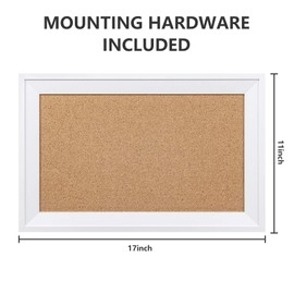 HBlife Cork Board Bulletin Board 11 x 17 inch with White Frame Rectangle Decorative Hanging Pin Board Perfect Decor for Office & Home,Message Board or Vision Board