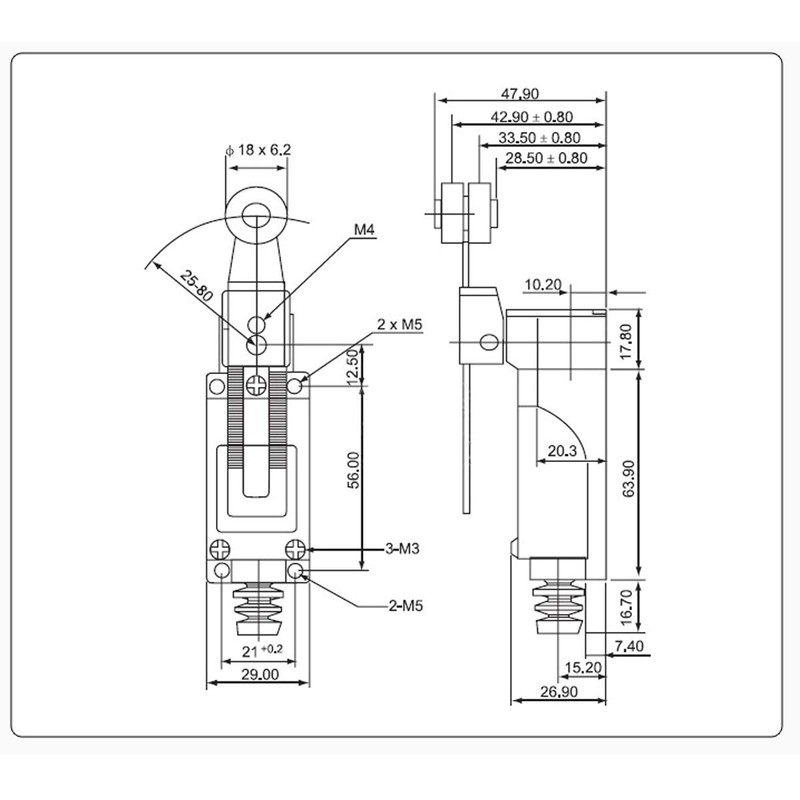 Limit Switch, DBAILY 4pcs Metal Roller Lever Arm Limit Switch
