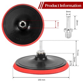 125 mm Polishing Pad Adapter, 125 mm Sanding Disc with Velcro M14 Including Mandrel for Drill Angle Grinder (Pack of 2)