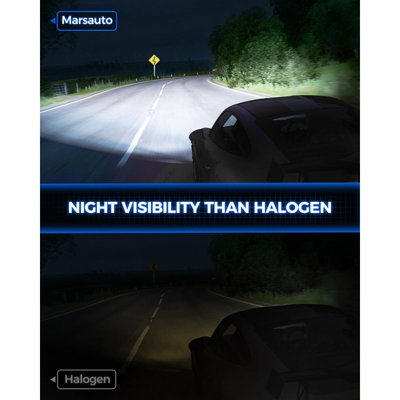 Marsauto H7 Fog Bulbs, Super Bright, Long Lifespan, Plug and