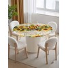 Gavrelixora Sunflower Round Tablecloth, Yellow Spring Floral Outdoor Fitted Table