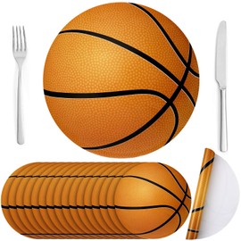 Yinder 50 Pieces 12 Inch Disposable Place Mats Sport Ball Paper Place Mats Sport Theme Birthday Party Decorations Sport Party Favors for Sports Themed Party Supplies (Basketball)