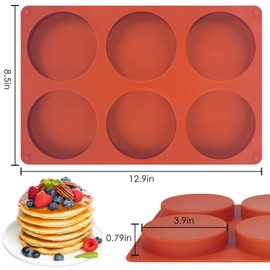 Wiaregom 2 Pcs Silicone Egg Molds 4 Inch Jumbo Muffin Top Pans for Baking,Non-Stick 6 Holes Large Round Silicone Molds for Hamburger Egg Whoopie Pie Sandwich