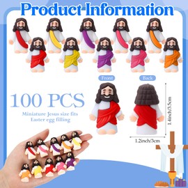 Bememo 100 Pcs Jesus Toys Little Jesus Figurine Miniature Jesus Doll Tiny Jesus Figurine to Hide and Seek Classic Religious Gifts for Easter Egg Stuffers(Bright Colors)