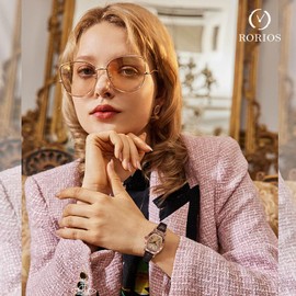 rorios Women's Analogue Quartz Watch Elegant Tonneau Wrist Watches Women's Watches Vintage Watch Women Simple Waterproof Watch with Leather Strap, coffee, Strap.