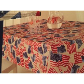 Celebrate Americana Tablecloth; Patriotic USA Flag Fabric,  60x102 Oblong
