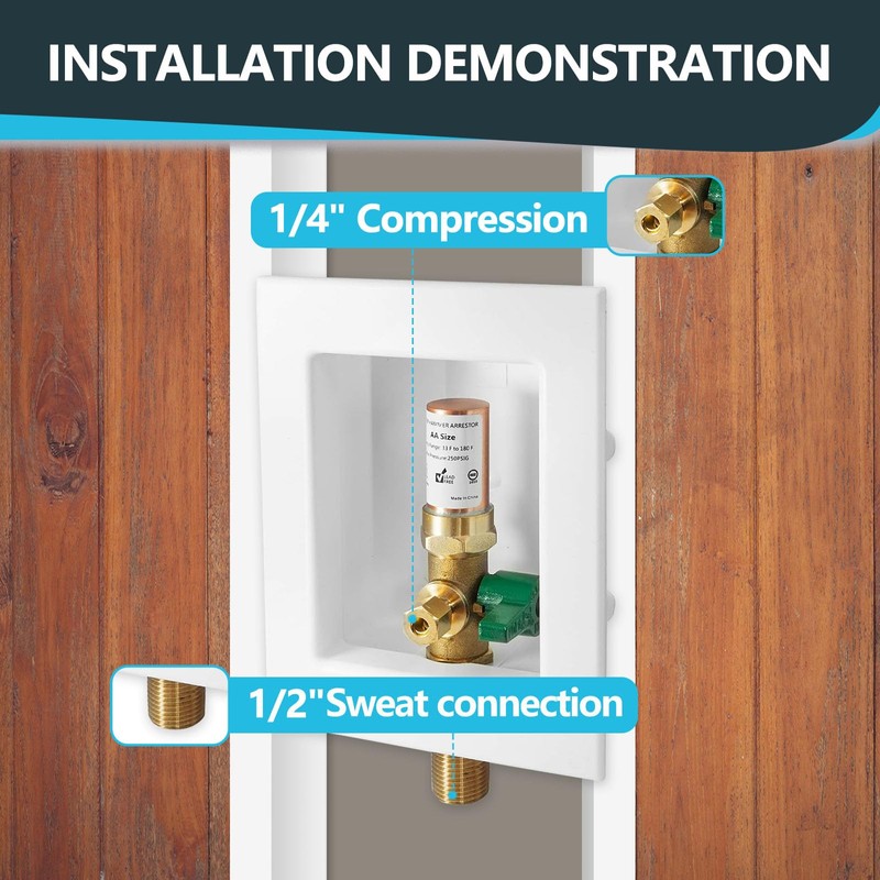 1-Pack Seelink Pre-Assembled Ice Maker Outlet Box, 1/2" MIP Sweat