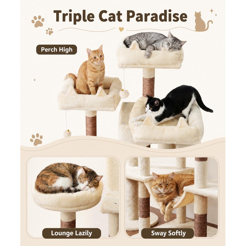 LIKISAK Cat Tower, 71 Inch Heavy Duty Cat Tree for