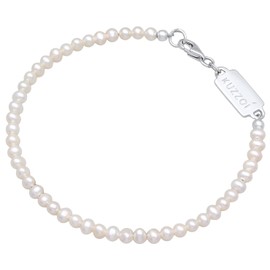 Kuzzoi Buddha 0205521622 Men's Bracelet with Freshwater Pearls (3 mm) Oval Shaped, Pearl Bracelet for Men in 925 Sterling Silver, Unisex Bracelet with Pearls, Length 19-23 cm, Stainless Steel, Pearl
