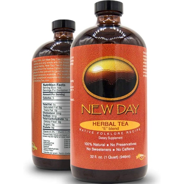 New Day Health | All-Natural 32oz Essiac Tea Extract | Handcrafted Blend Since 1995 - Premium Herbal Tea Extract | USDA Organic Ingredients to Support Immune System, Liver, and Lymphatic System