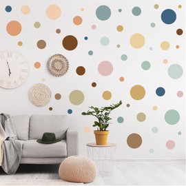 Zonon 264 Pieces Polka Dots Sticker Circle Wall Decal for Bedroom, Playroom Decor Removable Vinyl Stickers Dots Wall Decals(Boho Color)