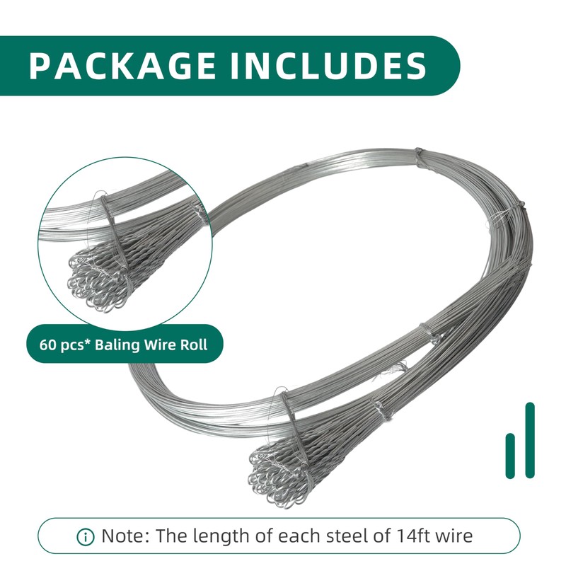 60Roll Bailing Wire (2mm), 14ft Galvanized Steel Wire Bulk, Bendable