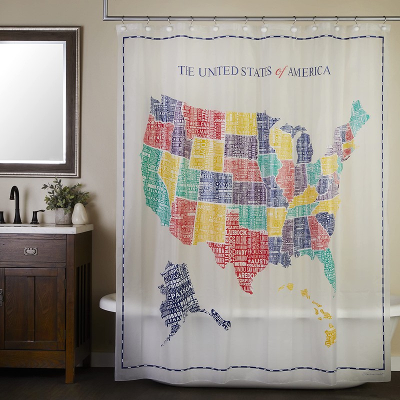 SKL Home by Saturday Knight Ltd. USA Map Shower Curtain,