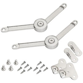 Lid Support Hinge, 2pcs Folding Lid Stay Hinge, Toy Box Hinge Soft Close Hinge for Cabinet, Kitchen Wardrobe Toybox, 110 Degree(Nickel Plated)