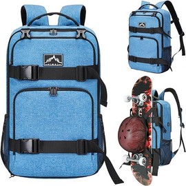 GoHimal Skateboard Backpack, Skateboard Bag Sports Backpack, Laptop Bag Multi-Sport Design for Men & Women - Color: Blue