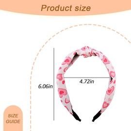 Yreamont Cute Valentines Day Headbands for Women Valentine's Day Hair Accessories for Women knotted Headband for Women Top Knot Headbands for Women Wife Girlfirend Valentines Day Gift Ideas