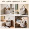 2pcs Linen Cotton Multi-Pocket Wall Hanging Bag with Hooks (Grey)