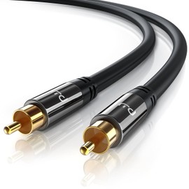 HQ RCA Subwoofer Cable 7.5 m Coaxial Cable 1x RCA Male to 1x RCA Male Audio Cable with Metal Plug and Double Shielding