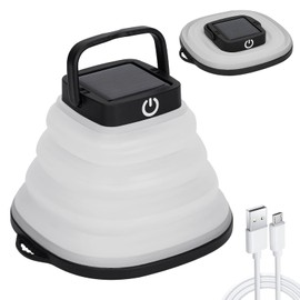 Solar Camping Lantern-Collapsible Camping Essentials,Torch Night Light Tent Lamp,USB Portable Solar Camping Lamp for Emergency ReCharger,Power Outage,Hurricane,Hiking,Backpacking Gear(Black)