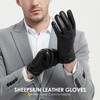 Dsane Winter Genuine Sheepskin Leather Gloves for Men, Warm Touchscreen