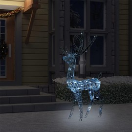 vidaXL Acrylic Reindeer Decoration with 140 LEDs- 4 ft Cold White Light- 8 Lighting Modes- Suitable for Indoor/Outdoor- Xmas Ornaments