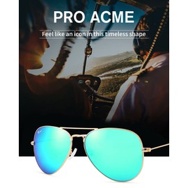 Pro Acme Classic Aviator Sunglasses for Women & Men Polarized Metal Frame UV400 Driver Sunglasses, 62 MM（Gold/Green Mirrored-Polarized）