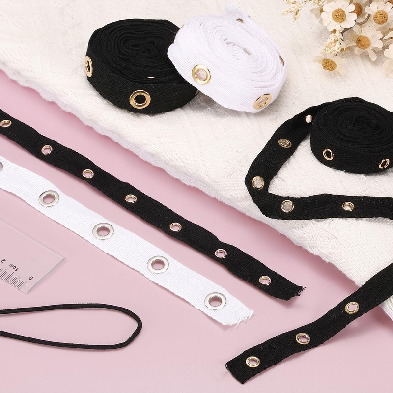 sourcing map 3 Yard Cotton Eyelet Trim with Grommets, 0.79
