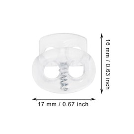 Tupalizy 17x16mm Clear Plastic Cord Locks Double Hole Spring Stoppers Slider Clips Pant Drawstring Shoelace Tie Fasteners for String Bags Hat Shorts Tighten Backpack Toggle Repair Replace (10)