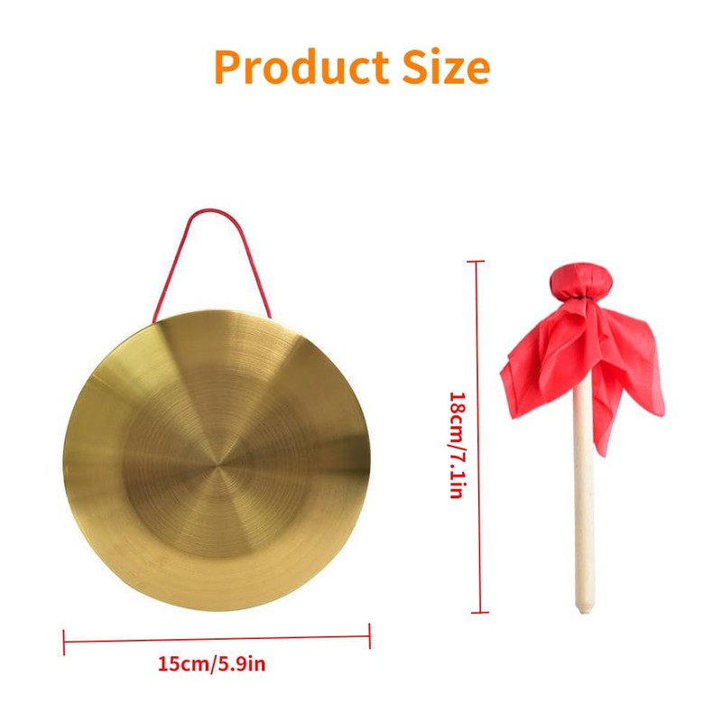 Hand Cymbal Gong with Beater, Brass Gong with Drum Beater,