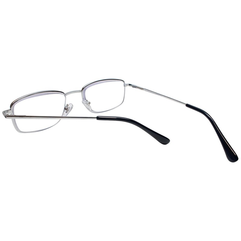 Calabria R754 Rectangular Metal Reading Glasses +2.00 Shiny Silver Men