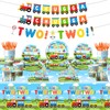 Two train party tableware decorations