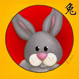 International Graphics - Finished Picture - Myriam, Lakraa - ''Zodiaque Chinois - Lapin''- 30 x 30 cm - Direct printing on acrylic glass