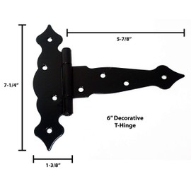 Shed Windows and More Shed Door Hardware Kit, (6" Hinges) Fancy Decorative Hinges, T Handle, Loop Barrel Bolts (Double Door) Shed Hardware