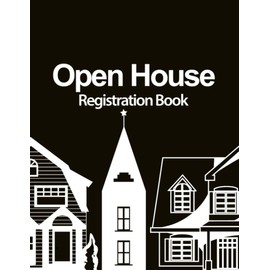 Open House Registration Book: Open House Visitor Registry For Real Estate Business, Registration & Log Book for Realtor Agents and Home Owners, Record ... Pages, Black With Vintage House Theme Cover
