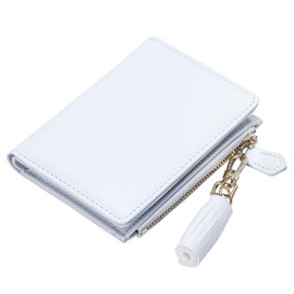 GEEADNB Small Wallet for Women, Mini Slim Wallet PU Leather Beautiful Women's Wallet with Zip Pocket and 9 Card Slots for Men and Women, Tassel Blue, Casual