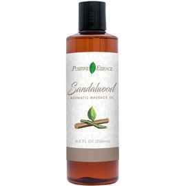 Sandalwood Massage Oil, Made with Jojoba, Vitamin E and Pure Sandalwood Essential Oil, Natural Body & Mind Relaxation, Aromatic
