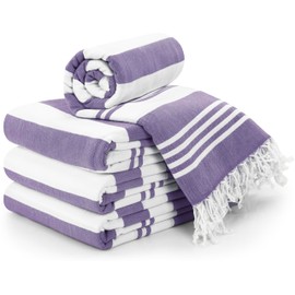 Utopia Towels - 4 Pack Turkish Beach Towel (40 x 72 Inches) - 100% Cotton Oversized Sand Free Lightweight Quick-Dry Turkish Towel, Prewashed for Soft Feel, Large Peshtemal Towel for Travel (Purple)