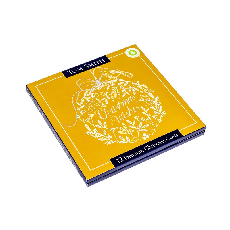 Tom Smith - Premium square Christmas cards, multi-pack, white &