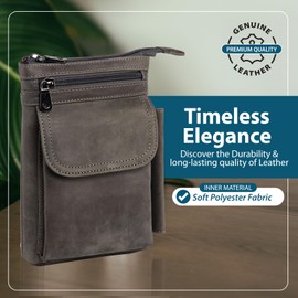 hengwin Shoulder Handbag for Men, Small Crossbody Cell Phone Bag, Genuine Leather Waist Belt Holder, Travel Clutch Card Wallet with Shoulder Strap