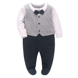 famuka Baby Boy Suit Baptism Wedding Party Baby Clothes (Grey, 9-12 Months)