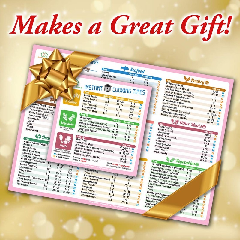 Best Improved Version Instant Cooking Times Cheat Sheet Magnets 11"x8"