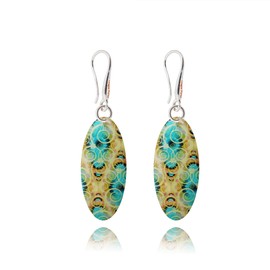 Kreativ Avantgarde Stadtblick Ohrringe Hängend Schmuck für Damen (Weiß und Türkis Gelb)