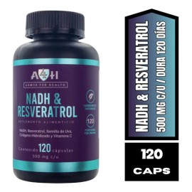 Envío Suplemento A4h Resveratrol Nadh Antioxidante 120 Caps